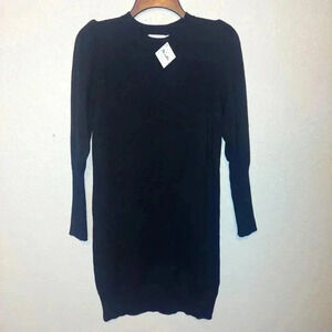 NWT Lush Black June Puff Sleeve Sweater Dress Size Small